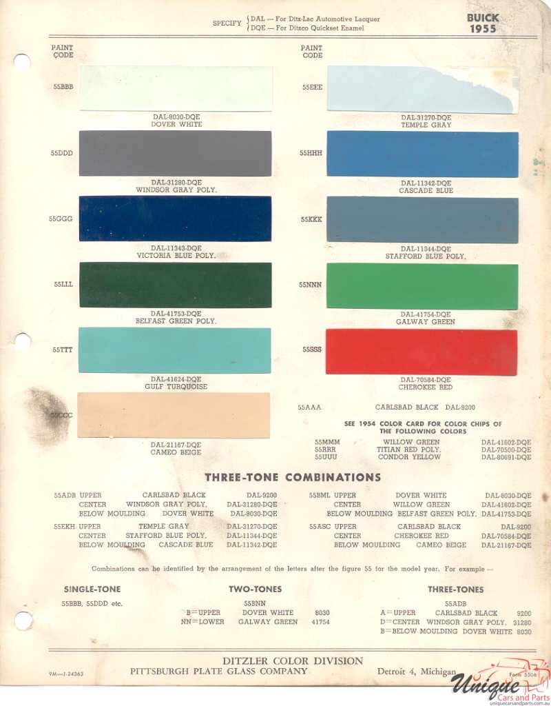 1955 Buick Paint Charts PPG 1